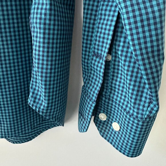 Bonobos Blue Check Slim Fit Medium Long Men's Shirt - Picture 5 of 11